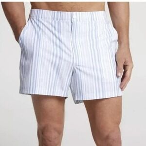 VRST Men's Medium Muted Denim Mild Stripe 5" Resort Shorts Lined Beach Summer